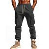 Pantalon uni pour homme avec cordon de serrage et poches à nouer à la cheville - Gris Foncé XXL
