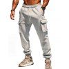 Pantalon uni pour homme avec cordon de serrage et poches à nouer à la cheville - Gris Clair XXXL