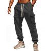 Pantalon uni pour homme avec cordon de serrage et poches à nouer à la cheville - Gris Foncé XXL