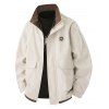 Manteau à col montant pour homme, poches à lettres, colorblock, fermeture éclair - Blanc de Crème XXXL
