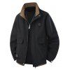 Manteau à col montant pour homme, poches à lettres, colorblock, fermeture éclair - Noir XXXL