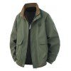 Manteau à col montant pour homme, poches à lettres, colorblock, fermeture éclair - Vert profond XXXL