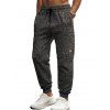 Pantalon chiné pour homme avec cordon de serrage et poches à nouer à la cheville - Noir XXXL