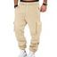 Pantalons de couleur unie pour hommes, pantalons longs à cordons de serrage et poches multiples - café lumière XXXL