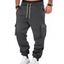 Pantalons de couleur unie pour hommes, pantalons longs à cordons de serrage et poches multiples - café lumière XXXL