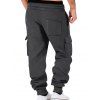 Pantalons de couleur unie pour hommes, pantalons longs à cordons de serrage et poches multiples - Gris XXXL