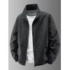 Manteau uni à manches longues et poches zippées pour homme - Noir XXXL