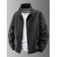 Manteau uni à manches longues et poches zippées pour homme - café lumière XXXL