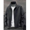 Manteau uni à manches longues et poches zippées pour homme - Noir XXXL