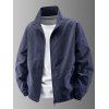 Manteau uni à manches longues et poches zippées pour homme - Bleu Marine XXXL