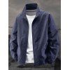 Manteau uni à manches longues et poches zippées pour homme - Bleu Marine XXXL