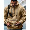 Sweat à capuche pour homme avec fermeture éclair, plusieurs poches et cordons de serrage - café lumière XXXL