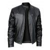 Manteau en PU pour homme, couleur unie, avec poches zippées et col montant - Noir XXXL