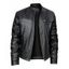 Manteau en PU pour homme, couleur unie, avec poches zippées et col montant - Noir XXXL