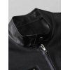 Manteau en PU pour homme, couleur unie, avec poches zippées et col montant - Noir XXXL