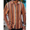 Chemise bohème pour homme, style ethnique, imprimé rayé, boutonnée, pour les vacances - multicolor A XXXL