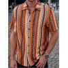 Chemise bohème pour homme, style ethnique, imprimé rayé, boutonnée, pour les vacances - multicolor A XXXL