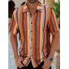 Chemise bohème pour homme, style ethnique, imprimé rayé, boutonnée, pour les vacances - multicolor A XXXL