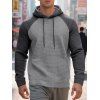 Sweat à capuche à manches longues et cordons de serrage texturés pour homme - Gris XXXL