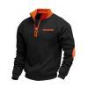 Sweat-shirt colorblock pour homme, poche avant, fermeture éclair, col montant - Noir XXXL