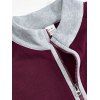 Sweat-shirt colorblock pour homme avec poche avant zippée et col montant - Rouge Vineux XXXL