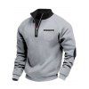 Sweat-shirt colorblock pour homme avec poche avant zippée et col montant - Gris Clair XXXL