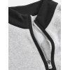 Sweat-shirt colorblock pour homme avec poche avant zippée et col montant - Gris Clair XXXL