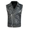Gilet de couleur unie pour homme, poches multiples, ceinture auto-agrippante, gilet zippé - Noir XXXL