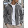 Manteau à capuche uni pour homme, avec poche zippée et manches longues - Gris XXXL