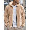 Manteau à capuche uni pour homme, avec poche zippée et manches longues - café lumière XXXL