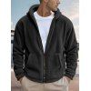 Manteau à capuche uni pour homme, avec poche zippée et manches longues - Noir XXXL
