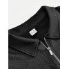 Sweat-shirt à manches longues et fermeture éclair texturée pour homme, couleur unie - Noir XXXL