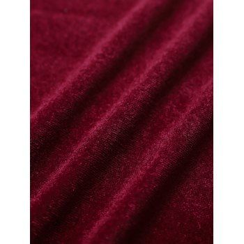 Sequins Skew Collar Mock Button Velour Party Dress