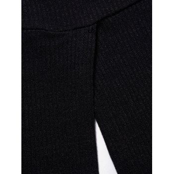 Plain Color Long Hooded Knit Cape And Sleeveless Mini Knit Dress Two Piece Set