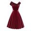 Robe de Soirée Boutonnée à Col Oblique à Paillettes en Velours - Rouge foncé XL | US 12