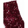 Robe de Soirée Boutonnée à Col Oblique à Paillettes en Velours - Rouge foncé XL | US 12