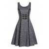 Ensemble deux pièces uni avec cape longue à capuche et mini robe en tricot sans manches - Noir XXL