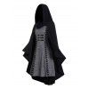 Ensemble deux pièces uni avec cape longue à capuche et mini robe en tricot sans manches - Noir XXL