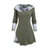 Pull à capuche 2 en 1 en tricot texturé à empiècements à carreaux - Vert profond XXL | US 14