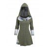 Pull à capuche 2 en 1 en tricot texturé à empiècements à carreaux - Vert profond XXL | US 14