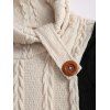 Pull en maille torsadée colorblock, col roulé à faux boutons, haut asymétrique - café lumière XXL | US 14