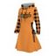 Robe à capuche d'Halloween à lacets et imprimé léopard citrouille et carreaux - Orange XXXXXL | US 20