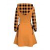 Robe à capuche d'Halloween à lacets et imprimé léopard citrouille et carreaux - Orange XXXXXL | US 20