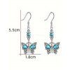 Women Outfit Cable Knit Mock Button Sweater Flare Jeans and Butterfly Earrings Set - Blanc S | US 4