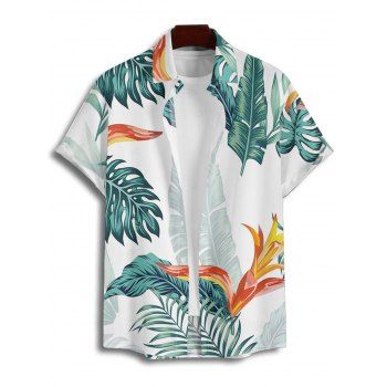 Men's Vacation Shirt Plant Print Button Up Beach Shirt
