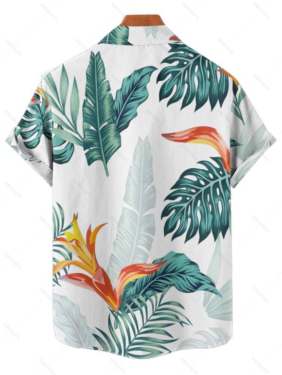 Chemise de vacances pour homme, chemise de plage boutonnée à imprimé végétal - Vert XXXXXL | US 20