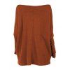 Haut décontracté texturé de couleur unie à manches longues et col incliné - Couleur Caramel XXL | US 14
