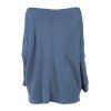 Haut décontracté texturé de couleur unie à manches longues et col incliné - Bleu L | US 8-10