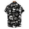 Chemise gothique pour homme avec imprimé main de squelette et crâne rose pour Halloween - Noir XXXXXL | US 20