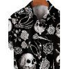 Chemise gothique pour homme avec imprimé main de squelette et crâne rose pour Halloween - Noir XXXXXL | US 20